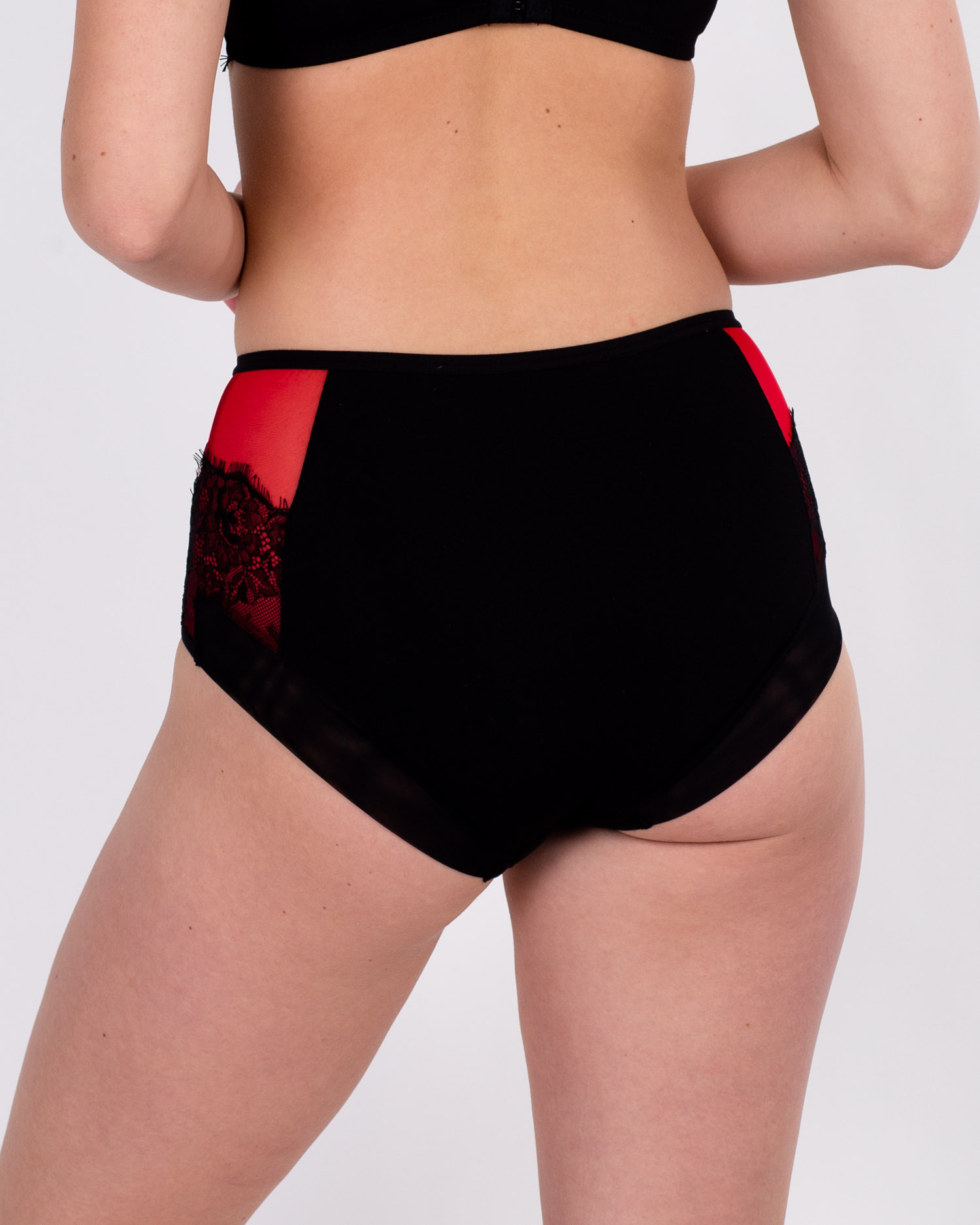 Трусики жіночі завищеної посадки мікрофібра Lanny 51828 чорні з червоним 4228-1